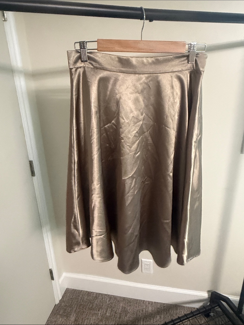 Satin Circle Skirt in Champagne Gold